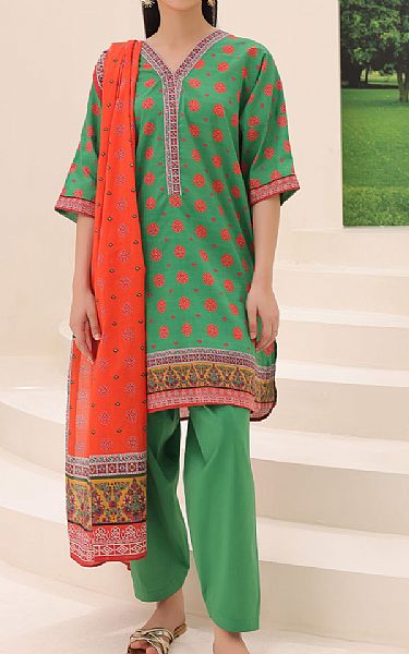 Zellbury Green Lawn Suit | Pakistani Lawn Suits- Image 1