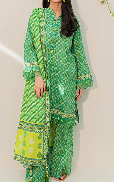 Zellbury Green Lawn Suit | Pakistani Lawn Suits- Image 1