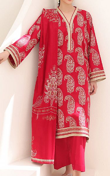 Zellbury Scarlet Lawn Suit | Pakistani Lawn Suits- Image 1