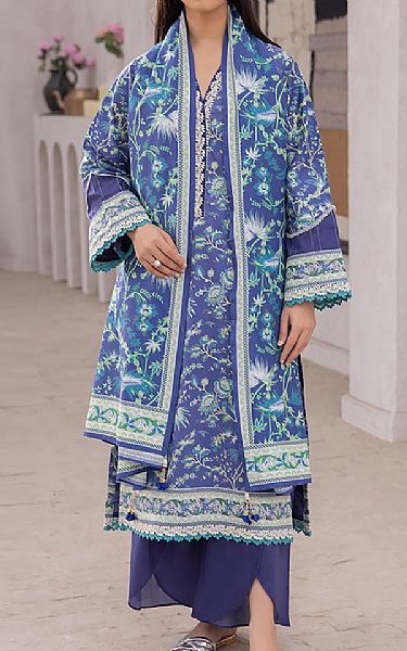 Zellbury Denim Blue Lawn Suit | Pakistani Lawn Suits- Image 1