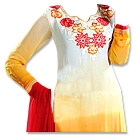White/Mustard/Red Chiffon Suit- Pakistani Casual Dress