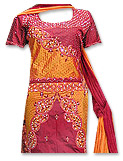 Maroon/Orange Katan Silk Lehnga- Pakistani Wedding Dress