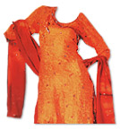 Orange/Red Jamawar Silk Suit