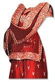 Red Satin Silk Gharara- Pakistani Bridal Dress