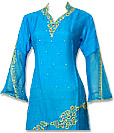 Turquoise Chiffon Suit   - Indian Semi Party Dress