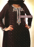 Black Chiffon Trouser Suit- Pakistani Formal Designer Dress