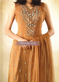 Light Brown Chiffon Suit- Pakistani Formal Designer Dress