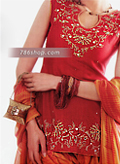 Red/Orange Silk Suit- Pakistani Formal Designer Dress