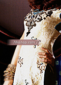 Off-White/Royal Blue Zarri Jamawar Suit- Pakistani Party Wear Dress