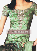 Green Schmooze Silk Suit- Pakistani Party Wear Dress