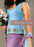 Sky Blue/Purple/Yellow Silk Lehnga- Pakistani Party Wear Dress