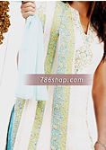 White/Turquoise Chiffon Suit- Pakistani Formal Designer Dress