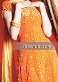Orange Silk Trouser Suit- Pakistani Formal Designer Dress