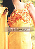 Yellow/Orange Silk Trouser Suit - Pakistani Formal Designer Dress