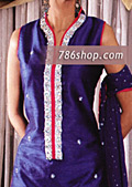 Blue Silk Trouser Suit- Pakistani Formal Designer Dress