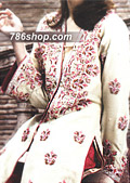 Off-White/Red Silk Suit- Pakistani Party Wear Dress