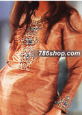 Rust Silk Suit - Pakistani Party Wear Dress