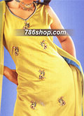 Yellow/Turquoise Silk Suit- Pakistani Party Wear Dress