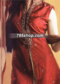 Red/Mustard Silk Suit  - Pakistani Formal Designer Dress