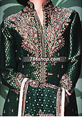 Dark Green Jamawar Zari Suit- Pakistani Formal Designer Dress