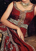 Red/Golden Chiffon Sharara- Pakistani Formal Designer Dress