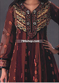 Brown Jamawar Chiffon Suit - Pakistani Formal Designer Dress
