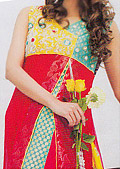 Yellow/Red Jamawar Chiffon Suit- Pakistani Formal Designer Dress