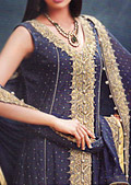 Navy Blue/Magenta Chiffon Suit- Pakistani Party Wear Dress