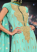 Light Turquoise Jamawar Chiffon Suit - Pakistani Formal Designer Dress