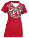 Red Khaddi Cotton Suit- Pakistani Casual Dress