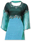 Turquoise/navy Blue Chiffon Suit- Indian Semi Party Dress