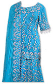 Turquoise Chiffon Lehnga- Pakistani Bridal Dress