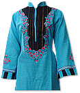 Turquoise/Black Khaddar Suit - Pakistani Casual Clothes