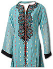 Turquoise Jamawar Chiffon Suit - Indian Dress
