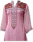 Pink/Red Jamawar Chiffon Suit - Indian Semi Party Dress