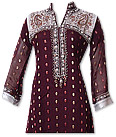 Maroon Jamawar Chiffon Suit - Indian Semi Party Dress