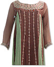 Brown/Light Green Crinkle Chiffon Suit