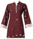 Dark Brown Cotton Khaddar Suit - Pakistani Casual Clothes