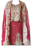 Maroon/Cream Katan Silk Jamawar Lehnga- Pakistani Bridal Dress