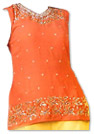 Orange/Yellow Georgette Trouser Suit- Indian Semi Party Dress