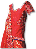 Red Silk/Jamawar Zarri Lehnga- Pakistani Wedding Dress