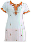 White/Orange Georgette Suit - Indian Semi Party Dress