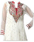 White Chiffon Jamawar Suit  - Indian Semi Party Dress