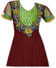 Maroon/Green Chiffon Suit - Indian Semi Party Dress