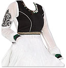 White/Black Chiffon Suit - Indian Semi Party Dress