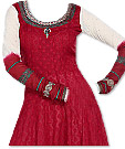 Red/Off-white Jamawar Suit- Indian Semi Party Dress