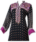 Black/Magenta Chiffon Jamawar Suit - Indian Dress
