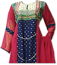 Hot Pink/Navy Blue Chiffon Suit  - Indian Semi Party Dress