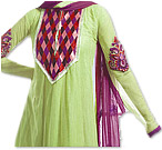 Lemon Green/Purple Chiffon Suit - Indian Semi Party Dress