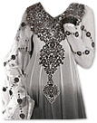 Off-White/Dark Grey Georgette Suit - Indian Semi Party Dress